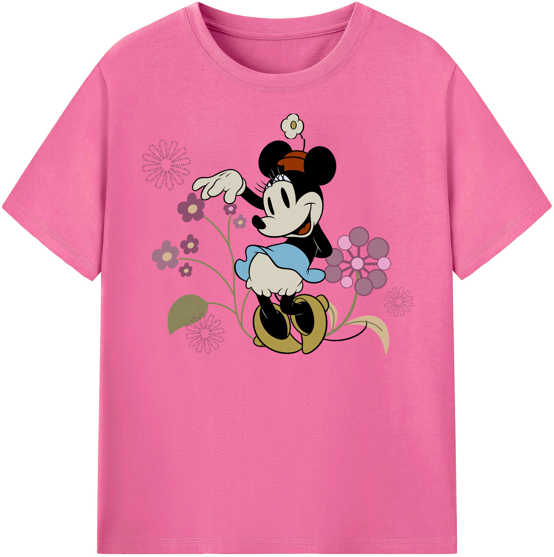 （画像用） ミッキーマウス Mickey Mouse レディースカジュアルプリントTシャツ（綿100％）